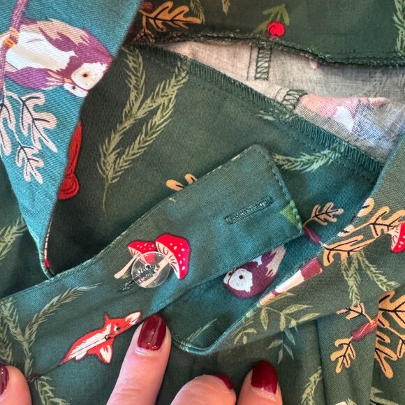 Modcloth x Collectif Whimsical Winter Forest Fox Overall Jumper Dress Skirt 8 M - Picture 4 of 6